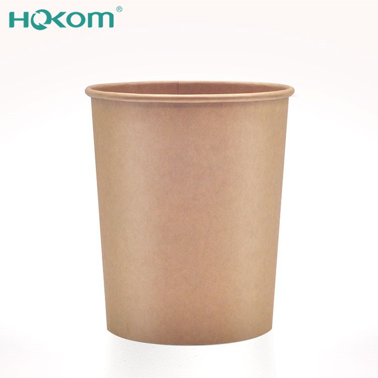 Eco Friendly Kraft Paper Soup Bowl Packaging Food Grade Takeaway Disposable Paper Cup With Lid